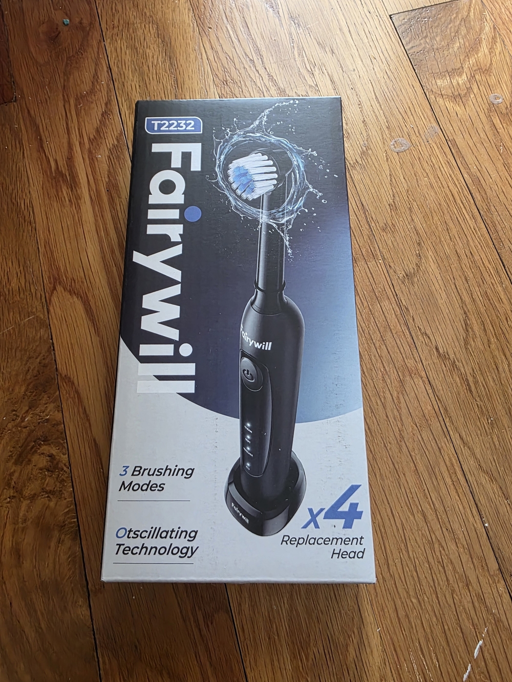 Fairywill Rotating Electric Toothbrush Rechargeable Ultrasonic Toothbrush Black